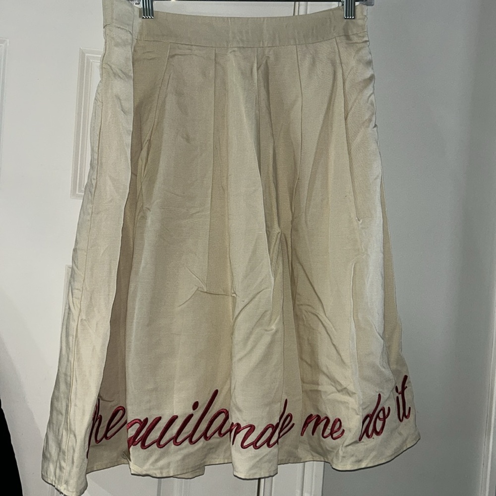 NWOT Anthropologie Viaje Embroidered Skirt THE TEQUILA MADE ME DO IT Size 12 Z63 - Picture 5 of 8